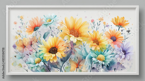 Elegant wedding invitation card background . Minimal hand painted watercolor botanical flowers texture template background. Design for wedding, vip cover, poster, rsvp moderncard.Valentine's Day