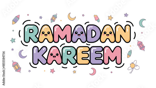 Ramadan Kareem Illustration: Festive and welcoming illustration of Ramadan Kareem with charming illustrations, capturing the spirit of the holy month.