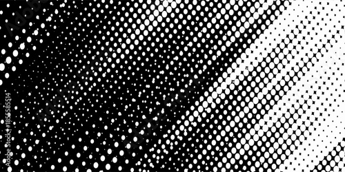 Aesthetic Abstract vector halftone tilted background with grainy stripes. Modern Dotted texture and trendy halftone tonal gradation effect.