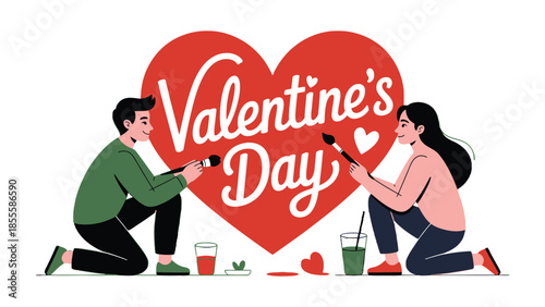 Valentine's Day Art Creation: A couple collaborates in creating art, symbolizing their bond, love, and shared passion on Valentine's Day. 