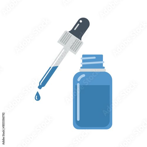 Blue liquid in dropper bottle Vector