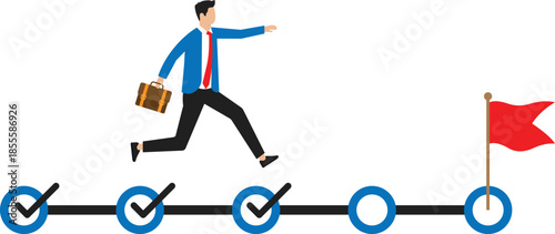 tracking and goal tracker, task completion progress concept, businessman holding big pencil to check comProject pleted tasks.