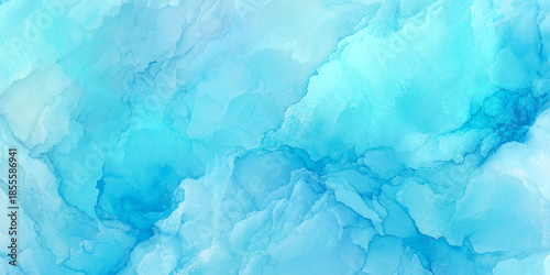 An abstract watercolor background showcasing swirling shades of light blue and turquoise creating a calming effect