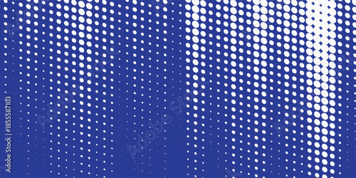 Dots halftone blue and dark blue color pattern gradient grunge texture background. Modern Dots pop art sport style vector illustration.