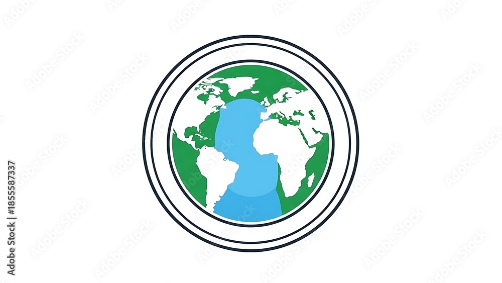 Obraz premium Globe earth icon with double circle vector illustration