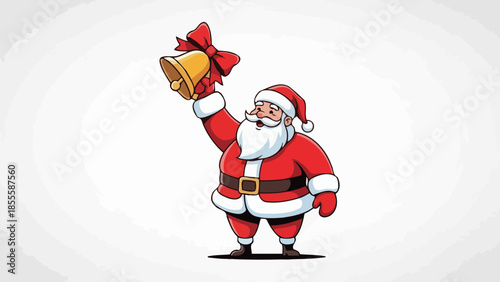 Santa Claus Ringing Bell Christmas Holiday Illustration