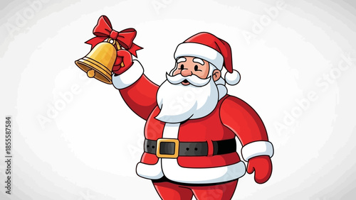 Santa Claus with a Golden Bell A Festive Christmas Illustration for the Holidays