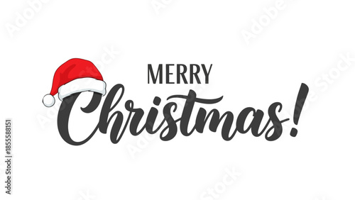 Festive holiday greeting card with a Santa hat and the words Merry Christmas!.