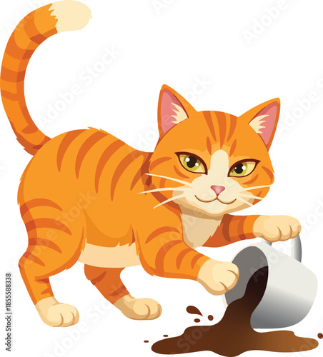 Clumsy Cat Knocking Over Coffee Cup