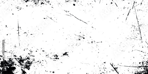 A heavily distressed and scratched white texture provides a stark abstract background for design elements