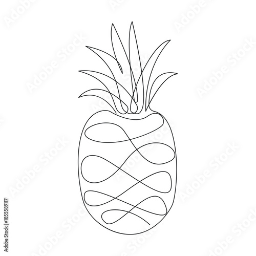 Minimalist pineapple one line drawing for kitchen wall art
