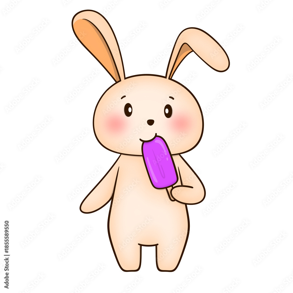 Obraz premium Bunny with Ice Cream