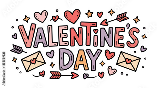 Valentine's Day design: a delightful illustration for celebrating love, friendship, and romance. Perfect for cards, posters, or digital greetings, embracing the warmth and affection of the holiday.