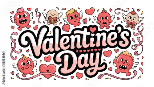 Valentine's Day illustration: An image that exudes warmth and affection, featuring charming Valentine's Day elements such as hearts and cupids to represent romance and affection.