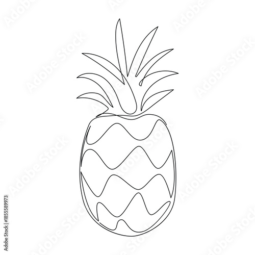 Pineapple fruit continuous line drawing for tropical food concept
