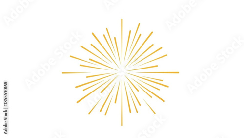 Golden Burst Radiating Light Rays Isolated on White Background Vector Illustration