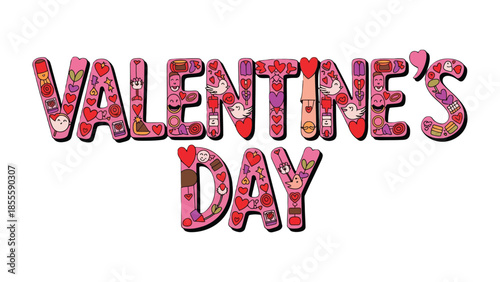 Valentine's Day Typography: A colorful Valentine's Day typography, perfect for conveying romantic sentiments, adding a touch of love to any project.