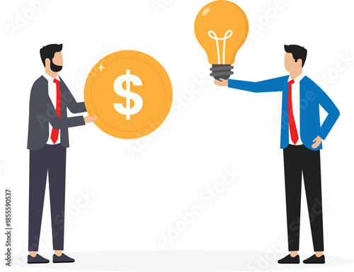 Venture capital and project pitching,funding or venture capital investment, selling idea for money, investment for startup project concept
