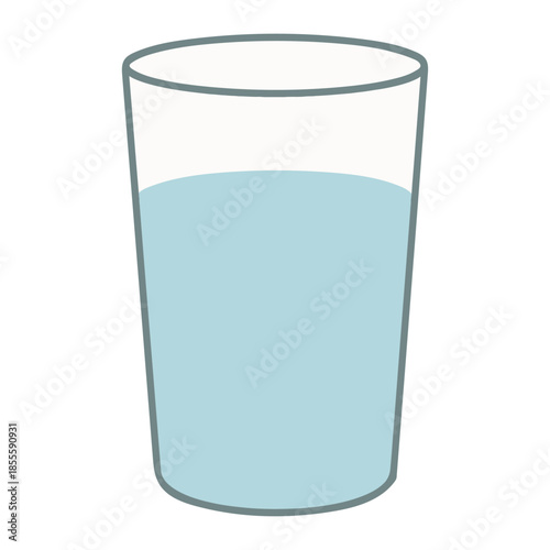 Water Glass Color Vector Icon for Tableware Design, Healthy Hydration and Daily Drink Illustration