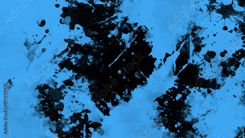 blue and black abstract grunge splatter texture with dramatic ink splash drips and distressed edgy overlay background