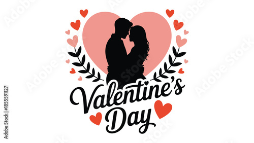 Silhouette of Love: A romantic depiction of a couple embracing inside a heart, conveying the warmth and affection of Valentine's Day.