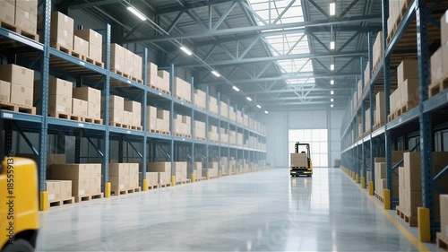 Modern Autonomous Warehouse Robot in a High Tech Logistics Facility