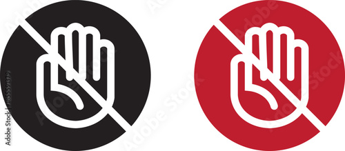 Don't touch vector icons set. Do not enter sign with hand