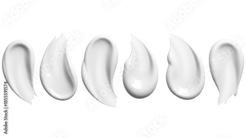 Set Of White Skincare Cream Swatches On Black Background