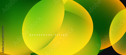 Abstract fluid shapes, vibrant gradients. Yellows, greens create dynamic composition. Modern design element for backgrounds.