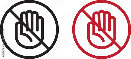 Don't touch vector icons set. Do not enter sign with hand