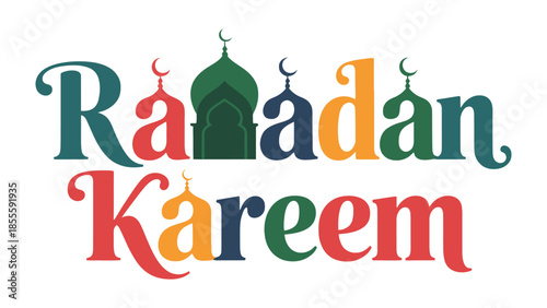 Ramadan Kareem: A vibrant and colorful design wishing a blessed Ramadan, celebrating the spirit of generosity, reflection, and community.