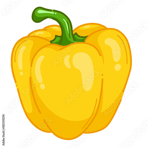 Vector illustration of a Yellow bell pepper.  isolated on white background. Suitable for food design, cooking themes, and recipe illustration.