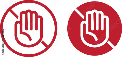Don't touch vector icons set. Do not enter sign with hand