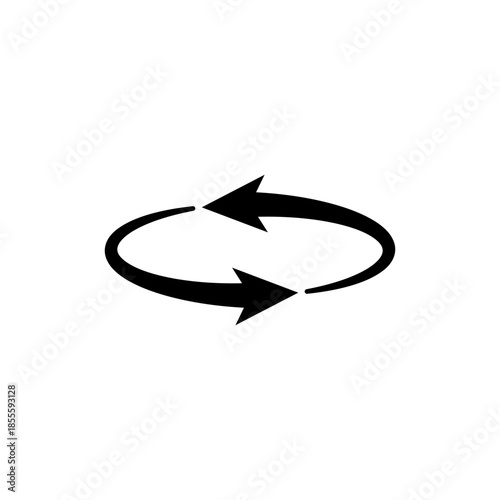 Looping arrows icon. Two semicircular curved arrows forming a infinity loop. Semi circle arrows follow each other. Vector illustration.