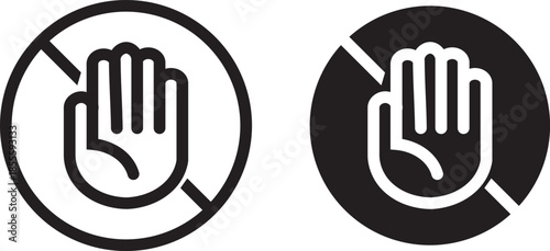 Don't touch vector icons set. Do not enter sign with hand