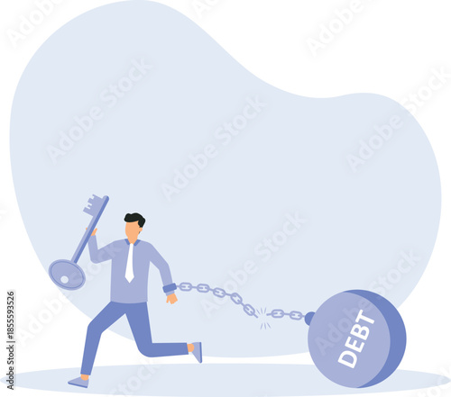 Debt free or freedom for pay off debts, loan or mortgage, solution to solve financial problem, savings or investment to break free concept

