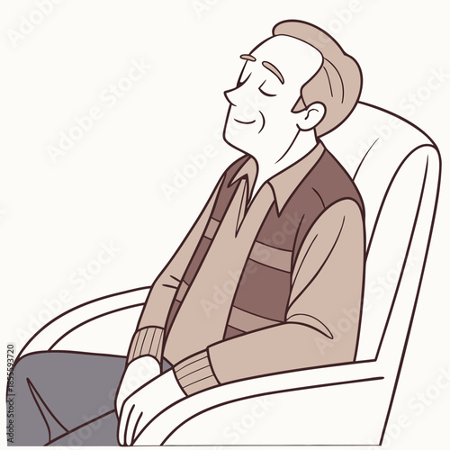 Elderly man falling asleep in chair grandfather sleeping