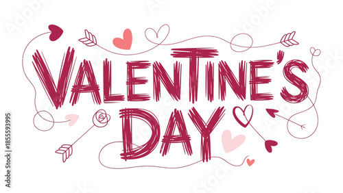 Valentine's Day Greeting: An artistic rendering of Valentine's Day, where heartfelt messages and decorative arrows come together, celebrating the spirit of love and affection.