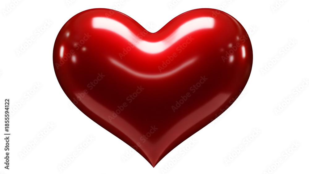 Fototapeta premium Shiny red heart symbol on transparent background for love and valentines day concepts