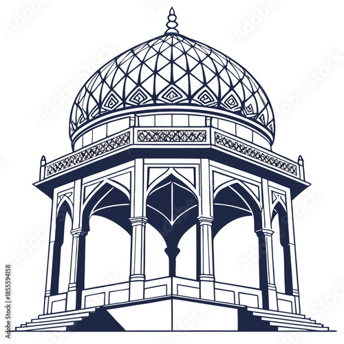 Geometric structure with dome and arches architectural