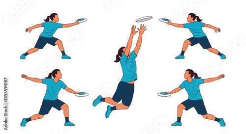 Dynamic illustrations capture the essence of athletic movement and the thrill of playing ultimate frisbee