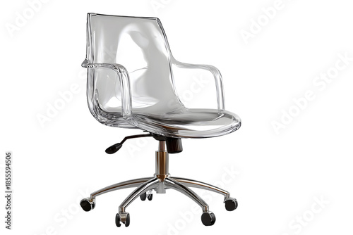 Sleek modern clear acrylic office chair with chrome base offers stylish comfort and contemporary design.