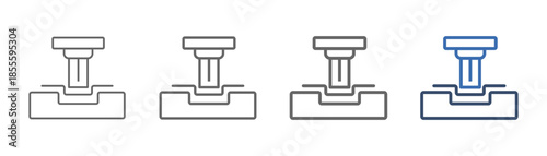 
outline icon set stamping with steel pressing machine design