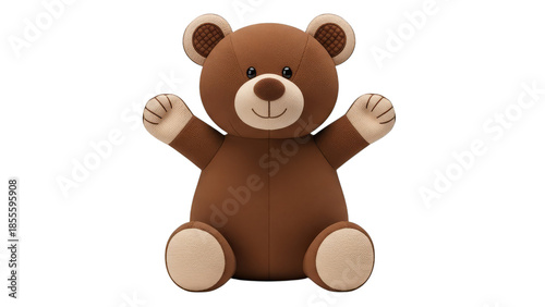 Adorable Brown Teddy Bear Plush Toy Isolated On Black