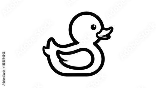 Simple Outline Drawing of a Cute Rubber Duck Toy.