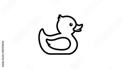 Simple Outline Drawing of a Rubber Duck Toy.