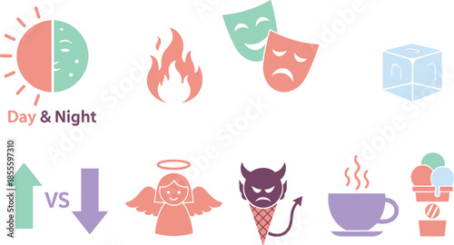 Contrasting symbols of good vs evil and day vs night