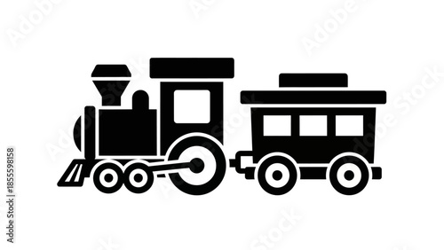 Classic Steam Locomotive and Passenger Carriage Icon.