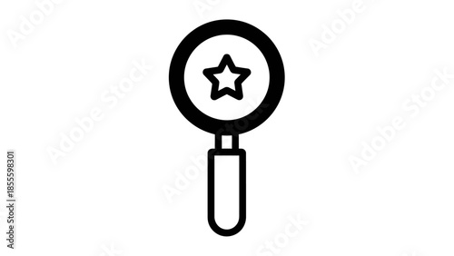 Magnifying Glass with Star Icon Symbol.