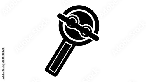 Magnifying glass with chain link symbol inside.